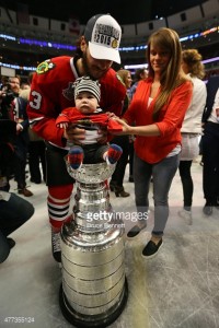 during Game Six of the 2015 NHL Stanley Cup Final at the United Center  on June 15, 2015 in Chicago, Illinois.